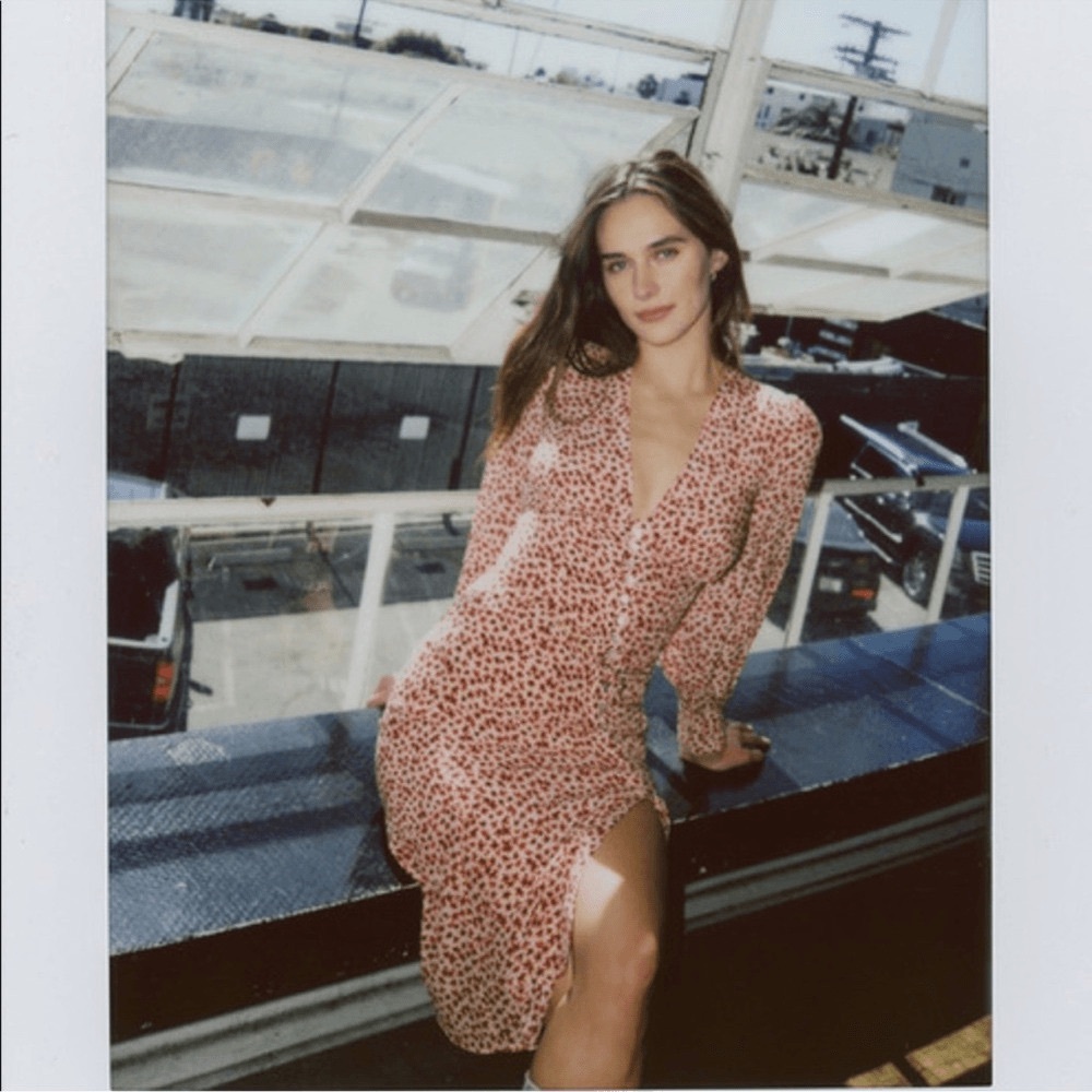 NWT Réalisation Par 100% Silk Vivienne Midi Dress Nudite Sz S